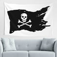 thumbnail image 1 of Black Pirate Flag Tapestry, Fun Skull Bones Wall Hanging Tapestries Dorm Room Home Decor, 60" x 40", 1 of 7