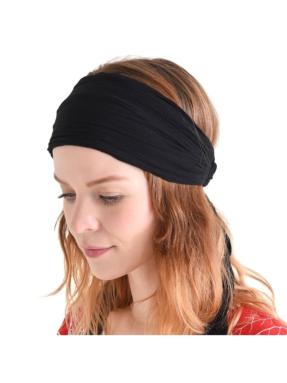 Black Pirate Headband Headwrap – Halloween Costume Bandana for Men & Women, Cosplay Turban with Long Tails, Festival Accessory