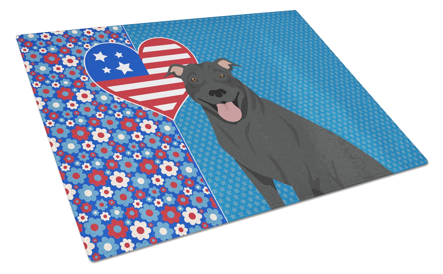 Black Pit Bull Terrier Glass Cutting Board Large 12 in x 15 in