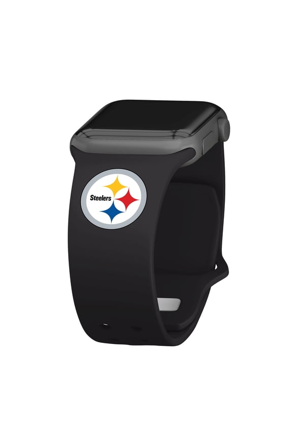 Black Pittsburgh Steelers Logo Silicone Apple Watch Band