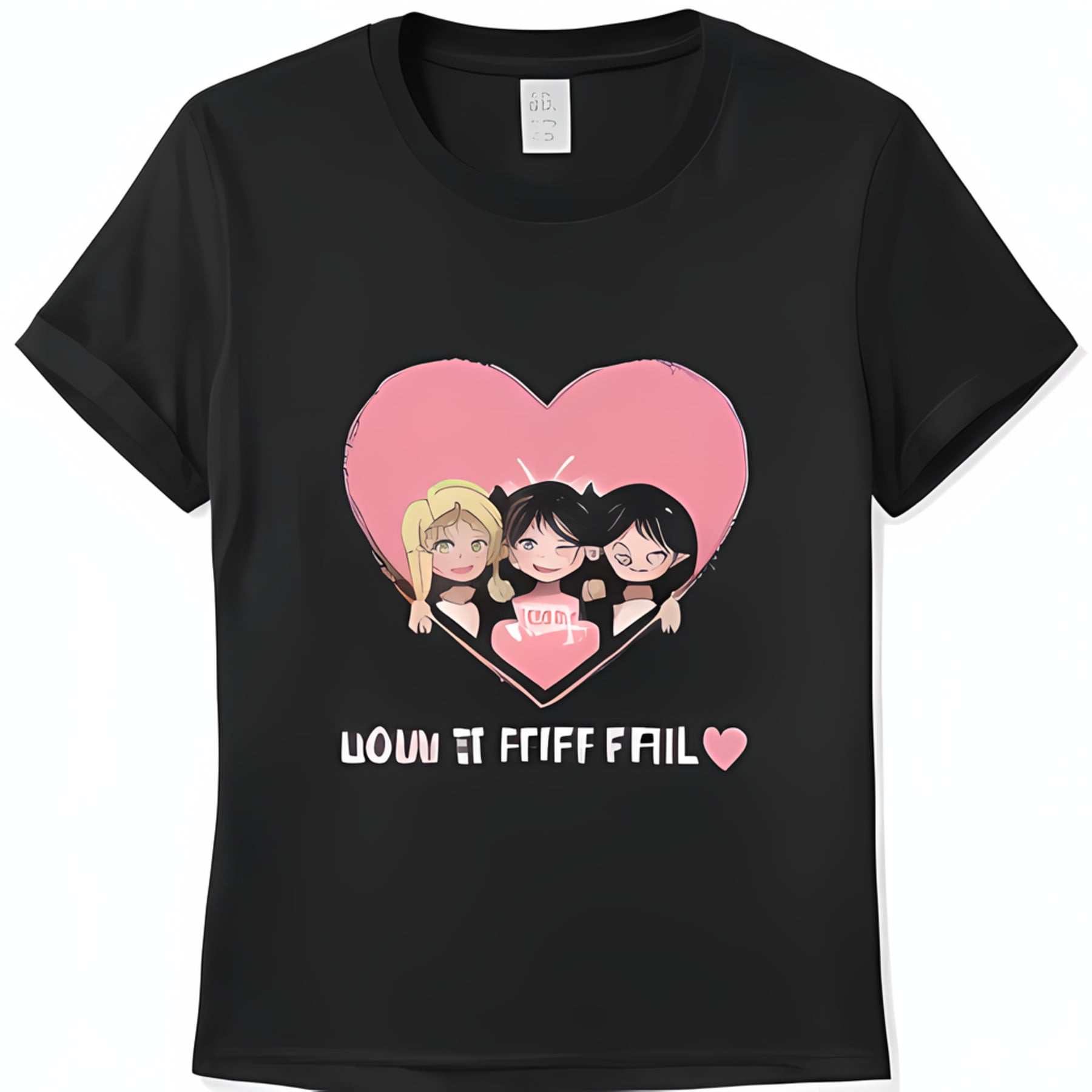 Black T-Shirt Pink Finger Heart Hallyu Unisex - Branded Ideas main image 0