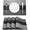 thumbnail image 1 of Black Placemats Set of 4 Heat-Resistant Washable Place Mats Non-Slip Vinyl Woven Table Wipeable Placemat for Kitchen Dining Decoration Indoor Outdoor, 1 of 4