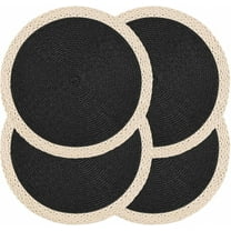 Black Placemats Set Of 4,Round Placemats,Black Table Mats,Heat Resistant Placemats,Washable Wipeable Easy Clean Heat Resistant Woven Dining Table Mats Decor for Holiday Parties Indoor Outdoor Use