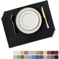 Black Placemats Set of 4 Heat Resistant Table Mats Cloth Dining Table Place Mats Kitchen Washable New Year