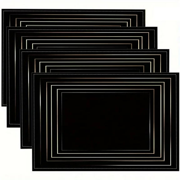 Black Placemats Set of 4 for Table,Fabric Solid Black Placemats Heat Resistant 18x12 Inch Table Mats,Rustic Linen Kitchen Dining Table Decor