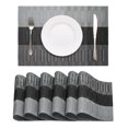 thumbnail image 1 of Black Placemats Set of 6 Washable Grid Placemats Vinyl Woven Table Mats Wipeable Placemat for Kitchen Dining Table Decoration Indoor Outdoor, 1 of 5
