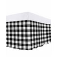 thumbnail image 1 of Black Plaid Bed Skirt Queen Size 16" Drop Black Gradient Line Check Geometric Ruffled Wrap Around Bed Skirts Adjustable Elastic Bedskirt Dust Ruffle for Queen Size Bed, 1 of 7