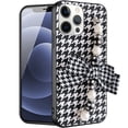 thumbnail image 1 of Black Plaid Case for iPhone 12 Pro Max, Bow Chain Phone Case, Women's Soft PC Super Slim Fit Silicone Anti-Scratch Snap Cover Flexible Case, 1 of 4