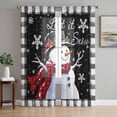 thumbnail image 1 of Black Plaid Christmas Sheer Curtains 108 Inch Length 2 Panels Set, Watercolor Snowman Snowflake Voile Window Treatment Semi Sheer Long Curtains Drapes for Bedroom/Living Room/Kitchen 52"x108"x2, 1 of 7