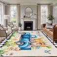 thumbnail image 1 of Black Plaid Easter Area Rugs 5'x7', Small Throw Rugs for Laundry Room Playroom, Truck Spring Floral Bunny Animals Rustic Indoor Outdoor Rug Non-Slip Low Pile Carpet Runner Reversible Floor Mats, 1 of 8