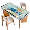thumbnail image 1 of Black Plaid Easter Table Cloths for 4 Foot Rectangle Tables, Truck Spring Floral Bunny Wooden Patio Waterproof Elastic Fitted Tablecloths, Washable Rectangular Table Cover for Camping, 1 of 8
