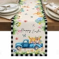 thumbnail image 1 of Black Plaid Easter Table Runner - 48 Inch Long, Kitchen Dining Table Runner Dresser Scarves, Truck Spring Floral Bunny Animals Rustic Farmhouse Decor for Coffee Tables Wedding Party Banquet, 1 of 8