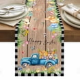 thumbnail image 1 of Black Plaid Easter Table Runner - 60 Inch Long, Kitchen Dining Table Runner Dresser Scarves, Truck Spring Floral Bunny Animals Wooden Farmhouse Decor for Coffee Tables Wedding Party Banquet, 1 of 8