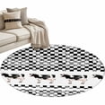 thumbnail image 1 of Black Plaid Farmhouse Round Area Rugs Collection 3', Watercolor Cute Country Cow Checkered Non Slip Indoor Circular Throw Runner Rug Floor Mat Carpet for Living Room Dining Table Bedroom Nursery, 1 of 9