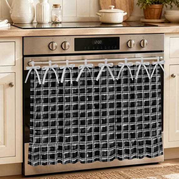 Black Plaid Oven Skirt for Farmhouse Kitchen Décor, Vintage Minimalism ...