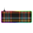 thumbnail image 1 of Black Plaid Pattern RGB Gaming Mouse Pad Large Keyboard Mat Rubber Base 13 Light Modes, 1 of 6