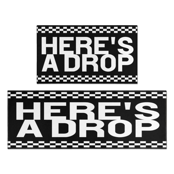 Black Plaid Rugs and Mats Non Skid Washable Absorbent Microfiber Soft Kitchen Mat for Floor Set Of 2 Decor Stain Resistant 17"x47"+17"x30"