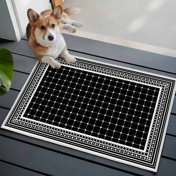 Black Plaid Small Area Rugs 2x3 Country Rustic Farmhouse Geometric ...