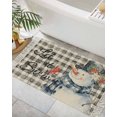 Black Plaid Snowman Christmas Bathroom Rug 2'x3', Woven Cotton Area Rug