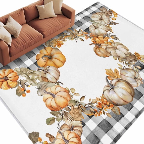 Black Plaid Thanksgiving Large Area Rugs for Bedroom Living Room, Soft ...