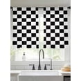 thumbnail image 1 of Black Plaid White Plaid Sheer Curtains 45 inches Long 2 Panels Set Simple Classic Geometric Tiers Sheers Rod Pocket Small Window Short Curtains for Kitchen Cafe, Each 52" W x 45" L, 1 of 7