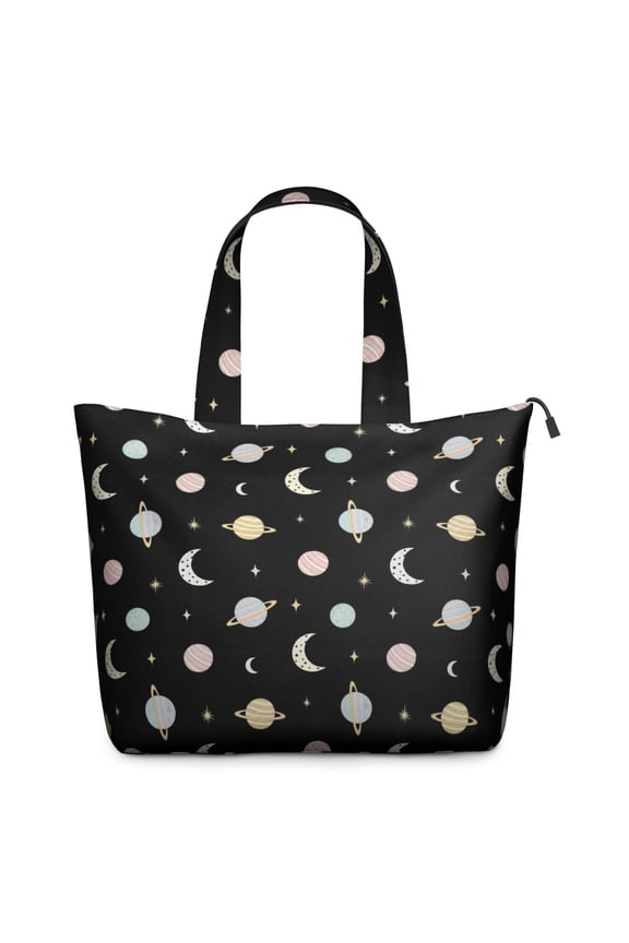 Black Planet Moon Pattern Travel Tote Bags for Women Carry On,Large Weekender Bags for Women Travel,Multi Functional Duffle Bag for Work,Shopping,Sports
