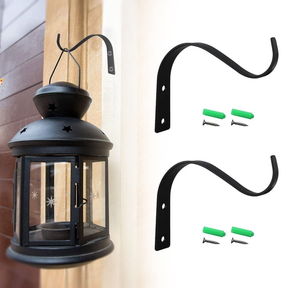 Black Plant Hook Wall Mount 2 Pack Heavy Duty Metal Hanging Bracket S Shape Plant Hanger for Lantern Bird Feeder Wind Chimes Indoor Outdoor Garden Decor Easy Install