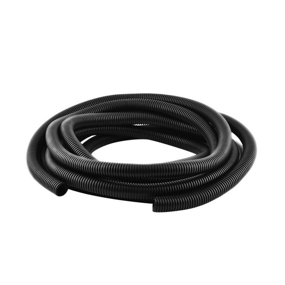 Black Plastic 21mm Outer Dia Flexible Corrugated Conduit Hose Tubing 5.7M Long