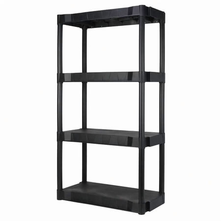 Black Plastic 4-Tier Shelving Unit, 280 Lb Capacity, 56.2x30x13.8 Inches