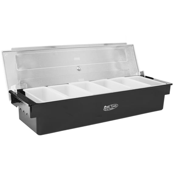 Black Plastic 6 Well Condiment Holder, Each