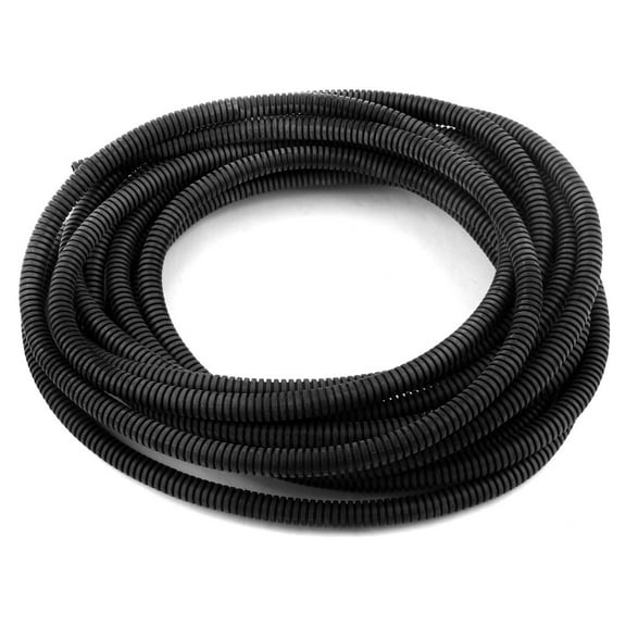 Black Plastic 8 x 10mm Flexible Corrugated Conduit Pipe Hose Tube 6M Long