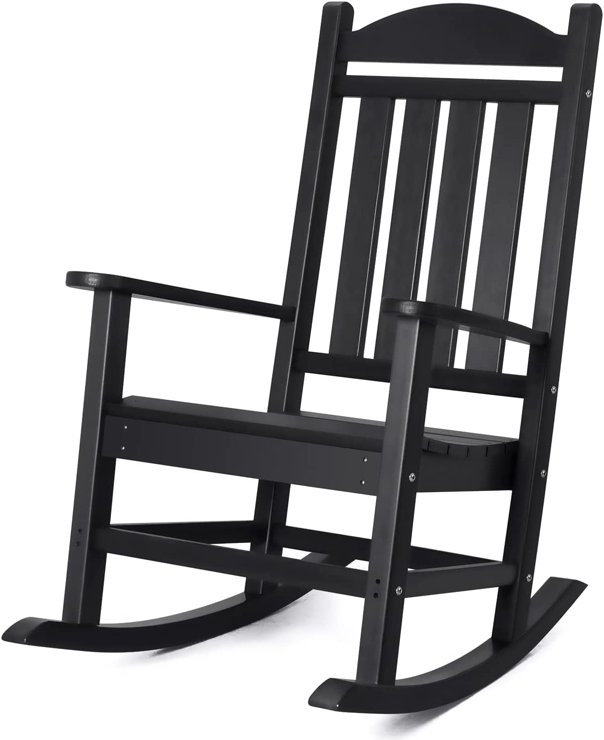 Black Plastic AllWeather High Back Patio Rocking Chair