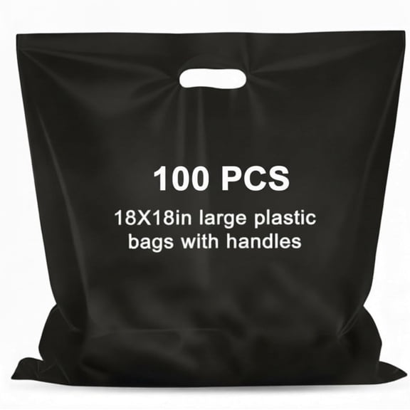 Black Plastic Bags with Handles for Shopping, Retail, Boutique, Gifts