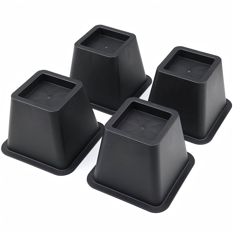 Plastic Organization Riser Black Plastic Bed Risers, Raise Your Bed to Create Storage Space, 4pcs ...