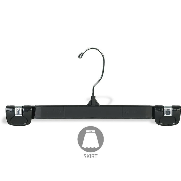 17 Black Plastic Middle Heavy-Weight Shirt Hanger with Chrome Hook and  Molded Rubber Grippers - 100/