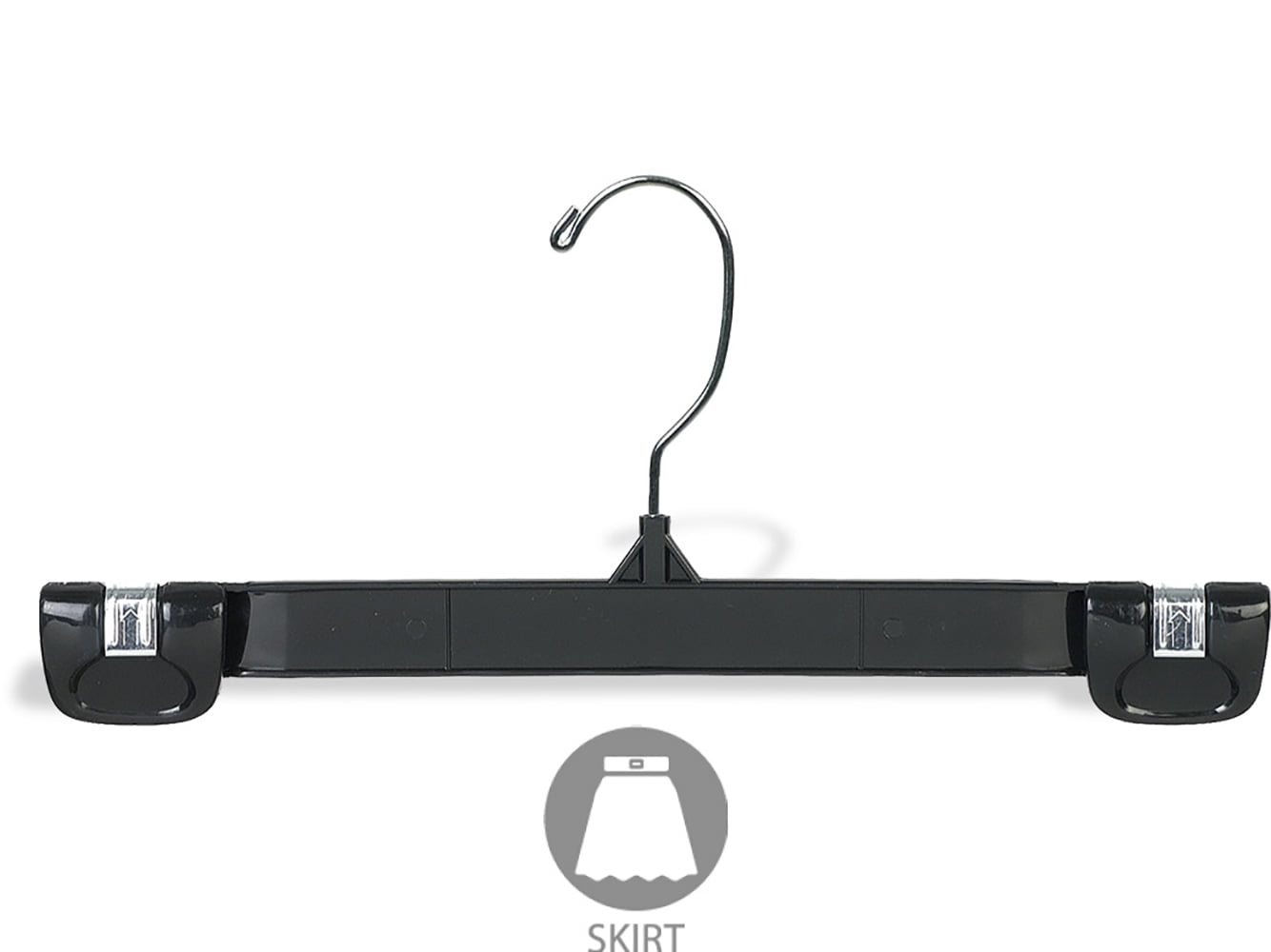 Black Plastic Bottom Hanger w/ Grip Lock Clips, (Box of 200) 10