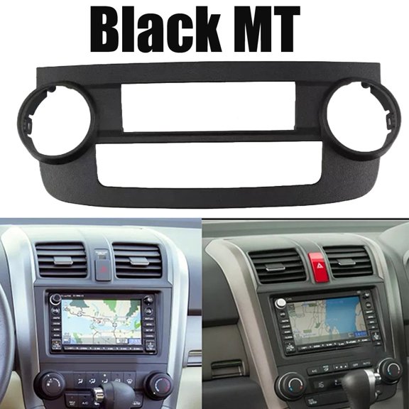 Black Plastic Car AC Air Conditioning Fascia Panel Frame Direct Replacement for Honda CR-V 2007-2012 Interior Trim Dashboard Cover(Black MT)