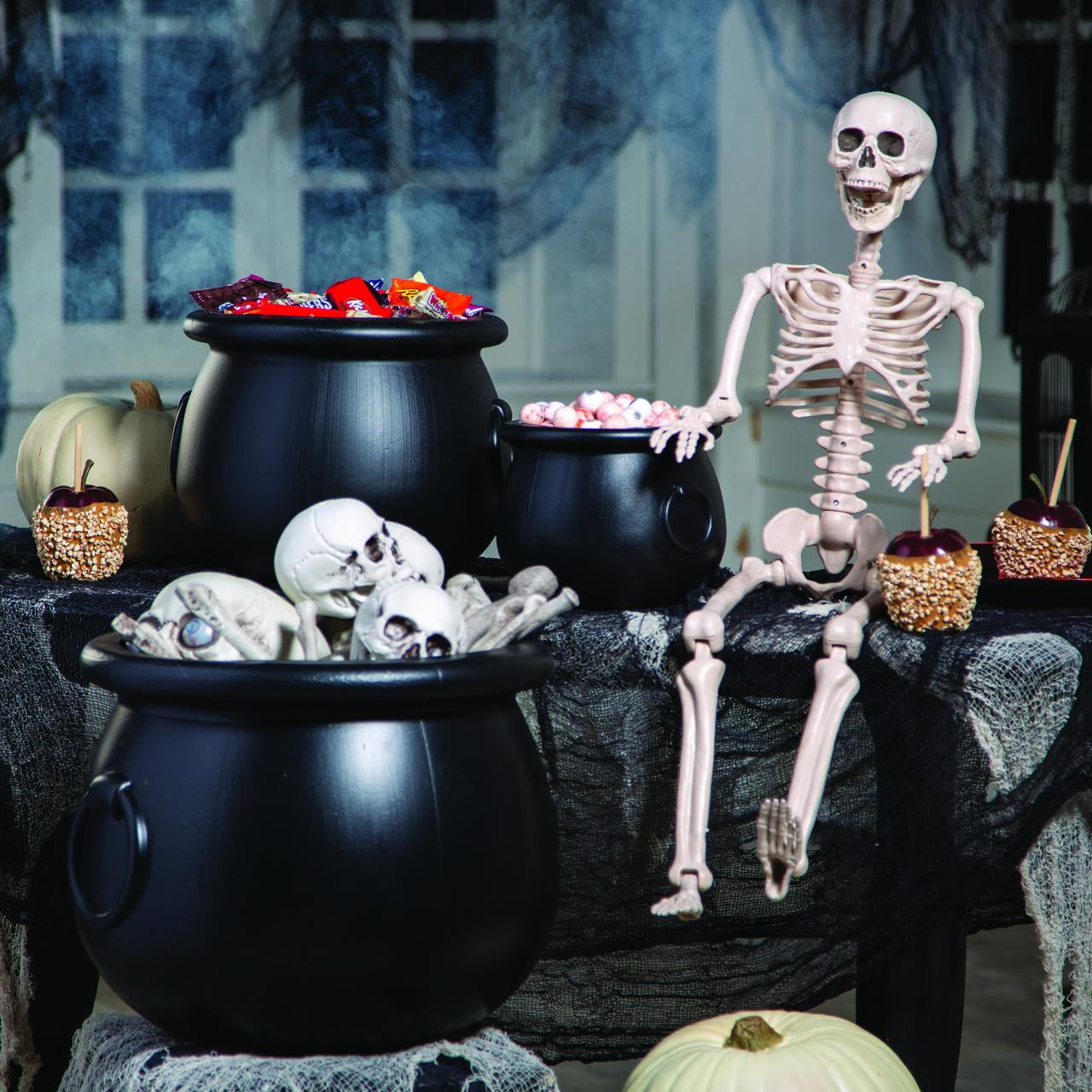 Black Plastic Cauldrons (Set Of 3) - Home Decor - 3 Pieces