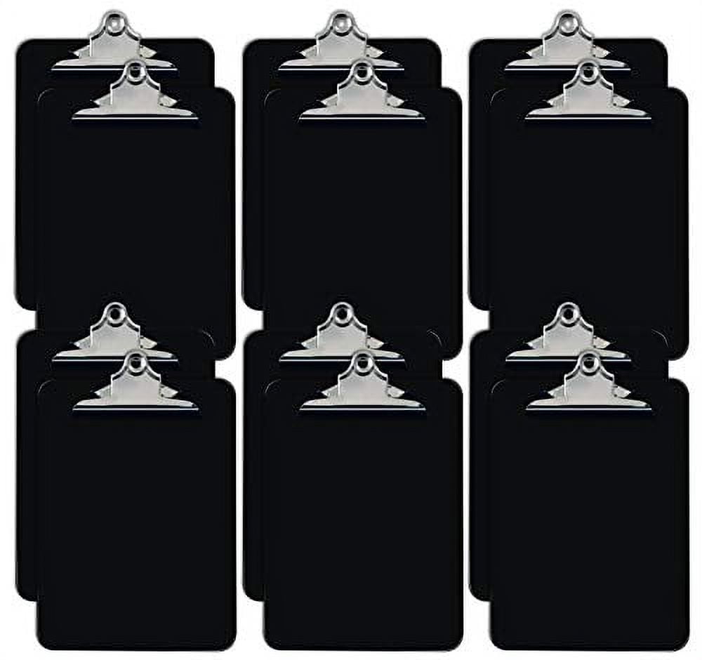 Black Plastic Clipboards, 12 Pack, Durable, 12.5 x 9 Inch, Standard Metal Clip, by Better Office Products, Black, Set of 12
