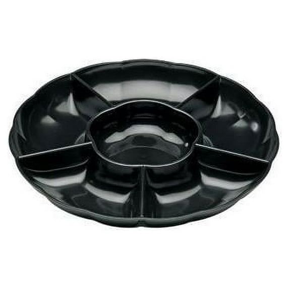 Black Plastic Compartment Serving Tray 12-inch