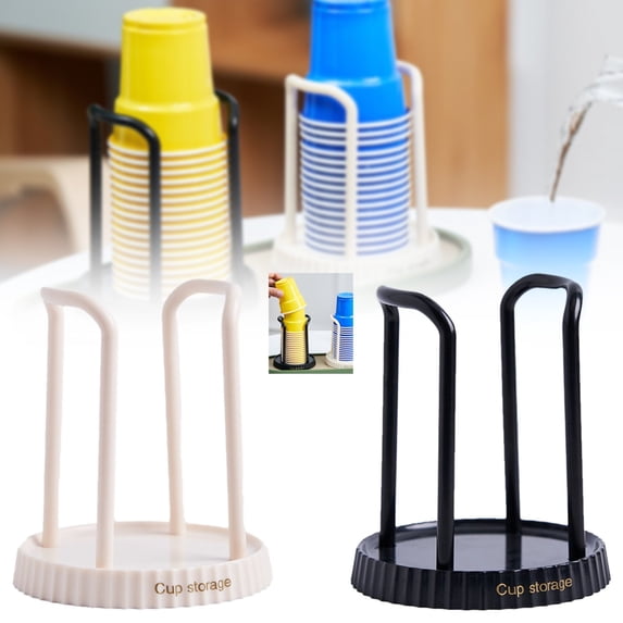 Black Plastic Cup Dispenser for Disposable Cups, Countertop Paper Cup Holder for Kitchen and Coffee Station