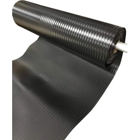 Black Plastic Floor Runner/Protector, Corrugated Rubber Floor Mat - 27 inches Wi