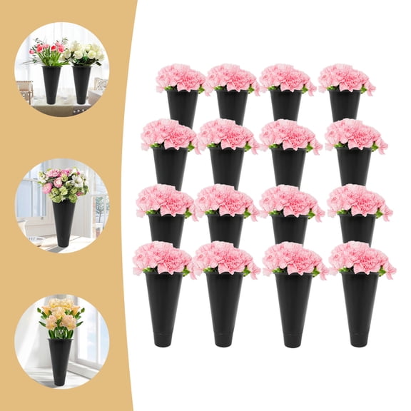 Black Plastic Flower Buckets, 16 Pcs Wedding Flower Display Buckets 22*39cm