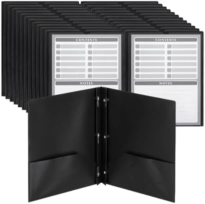 - Black Plastic Folders with Pockets and Prongs, 24 Pack, Letter Size, Black Flexible Plastic Folders with Prongs, Clear Front Pocket and Card Slot