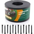 thumbnail image 1 of Black Plastic Garden Landscape Edging, 5” Tall Border Coil with 6 Durable Stakes, Flexible and Strengthened with Anti-UV Treatment (60ft with 18pcs Stakes), 1 of 6