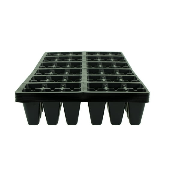 Black Plastic Garden Tray Inserts - 10 Sheets of 72 Planting Pot Cells Each - 2x3 Nested x12 Configuration - Perforated - Nursery, Greenhouse, Gardening
