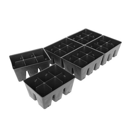 Black Plastic Garden Tray Inserts - 5 Sheets of 36 Planting Pot Cells Each - 2x3 Nested x6 Configuration - Perforated - Nursery, Greenhouse, Gardening