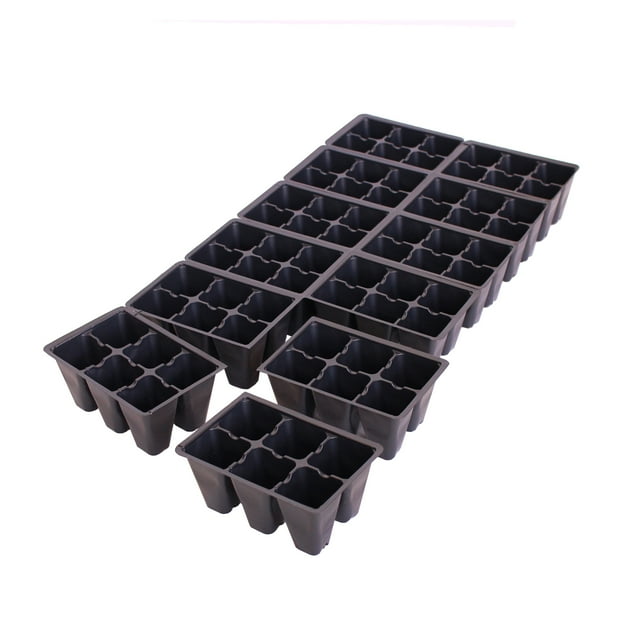Black Plastic Garden Tray Inserts 5 Sheets of 72 Planting Pot Cells Each 2x3 Nested x12