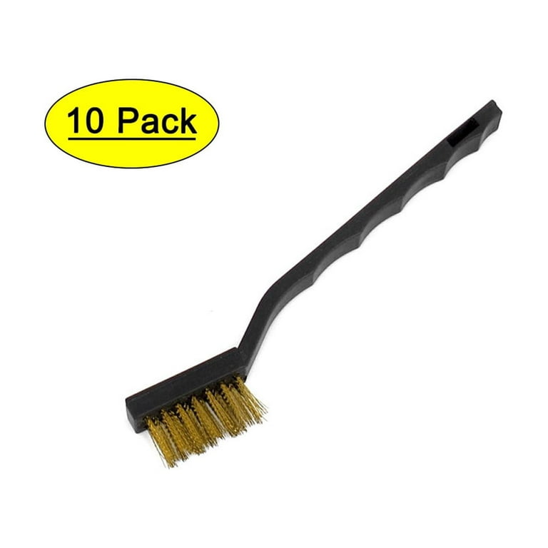 Black Plastic Handle Brass Wire Cleaning Tooth Brush 10pcs 