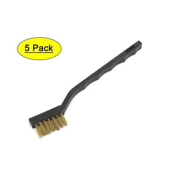 Black Plastic Handle Brass Wire Cleaning Tooth Brush 5Pcs